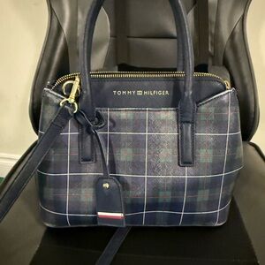 Tommy Hilfiger Blue Checkered Satchel